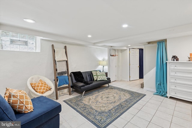 1417 Dorset Ln, Wynnewood, PA 19096 - living area with tile patterned floors and recessed lighting