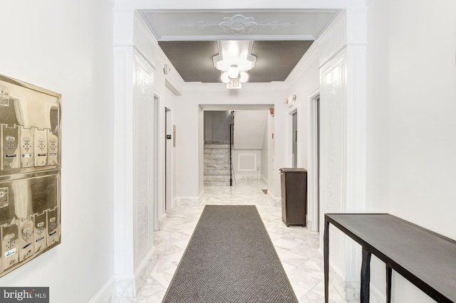 1915 16th St NW Unit 203, Washington, DC 20009 - corridor with light marble finish floors and crown molding