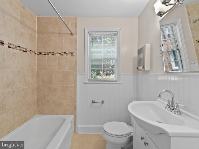 1515 Belle View Blvd Unit A1, Alexandria, VA 22307 - bathroom featuring vanity, wainscoting, tile patterned floors, and shower / bath combination