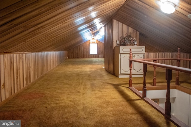 526 S Carlin Springs Rd, Arlington, VA 22204 - bonus room with vaulted ceiling, wooden walls, and carpet floors