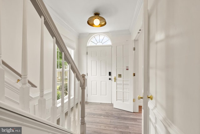 5800 Katelyn Mary Pl Unit 5800, Alexandria, VA 22310 - foyer with stairway, crown molding, and wood finished floors