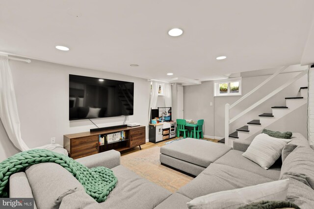 110 E Nelson Ave, Alexandria, VA 22301 - living area with recessed lighting, stairway, and wood finished floors