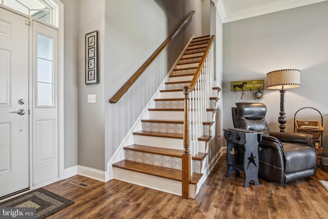 211 Hauer Ter, Spring Grove, PA 17362 - foyer with wood finished floors, crown molding, and stairs