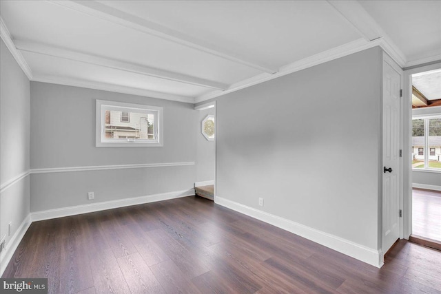 324 W Clayton Ave, Clayton, NJ 08312 - spare room with dark wood-style floors, crown molding, and beam ceiling