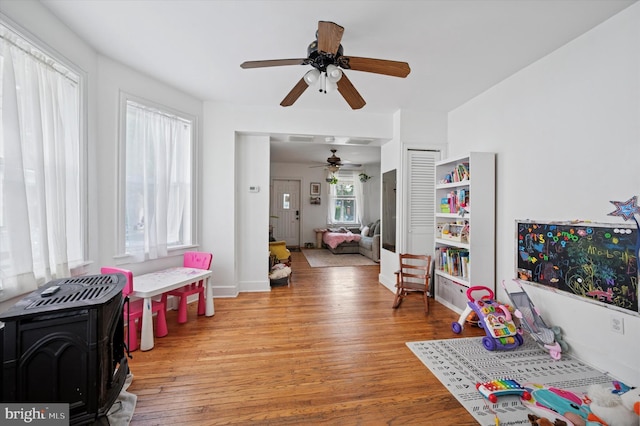 325 Beecher Ave, Cheltenham, PA 19012 - recreation room with ceiling fan and light wood-type flooring