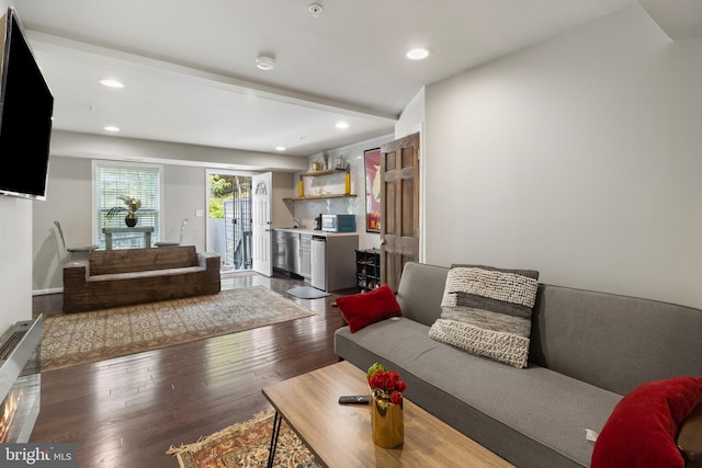 1778 W St SE, Washington, DC 20020 - living room featuring wood finished floors, recessed lighting, and bar