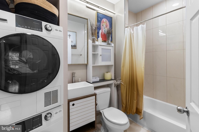 1778 W St SE, Washington, DC 20020 - bathroom with stacked washer / dryer, vanity, and shower / bath combo