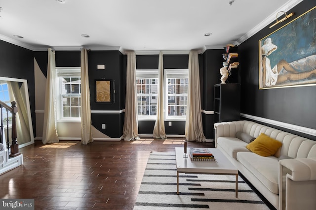 1778 W St SE, Washington, DC 20020 - living room featuring crown molding, wood finished floors, and recessed lighting