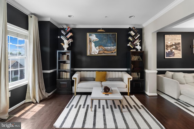 1778 W St SE, Washington, DC 20020 - living area with wood finished floors, crown molding, and recessed lighting
