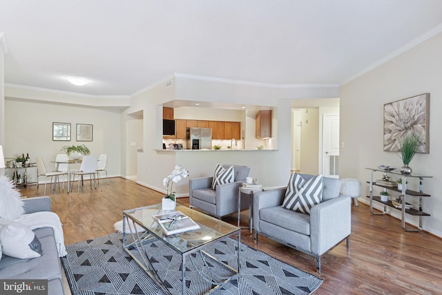 15000 Pennfield Cir Unit 206, Silver Spring, MD 20906 - living room featuring crown molding and wood finished floors