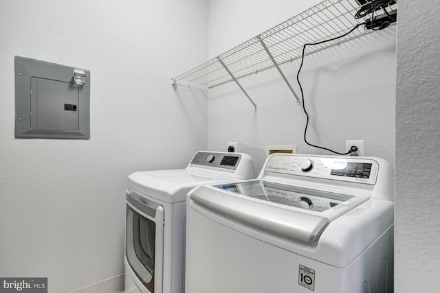 11750 Old Georgetown Unit 2524, Rockville, MD 20852 - laundry room featuring electric panel and separate washer and dryer
