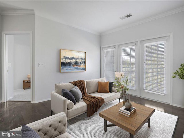 11750 Old Georgetown Unit 2524, Rockville, MD 20852 - living room featuring wood finished floors and ornamental molding