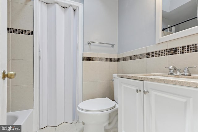 1319 E Vernon Rd, Philadelphia, PA 19150 - bathroom featuring tile walls, vanity, and tile patterned flooring