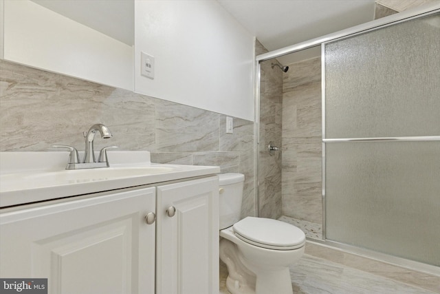 1319 E Vernon Rd, Philadelphia, PA 19150 - bathroom featuring a stall shower, vanity, and tile walls