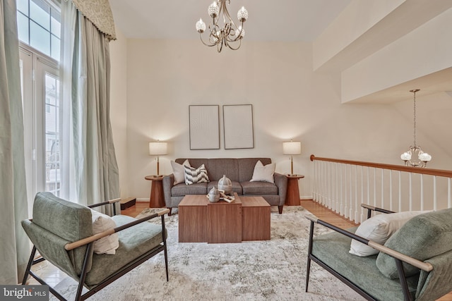 440 Clayton Ln, Alexandria, VA 22304 - living room with a chandelier and wood finished floors