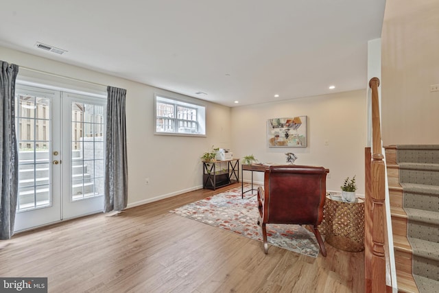 440 Clayton Ln, Alexandria, VA 22304 - home office featuring wood finished floors, french doors, and recessed lighting