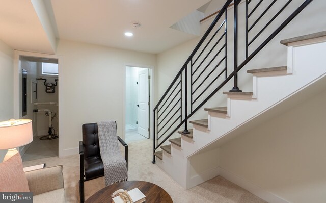 622 Mcclellan St, Philadelphia, PA 19148 - stairs with carpet flooring and recessed lighting