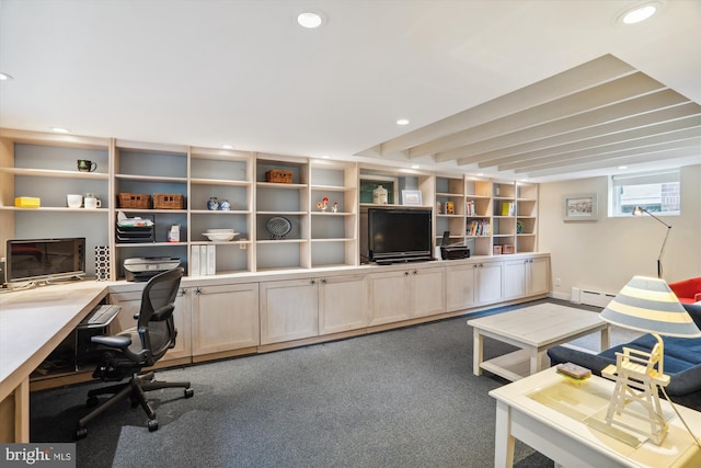 4009 Oglethorpe St, Hyattsville, MD 20782 - home office featuring recessed lighting, baseboard heating, and carpet floors