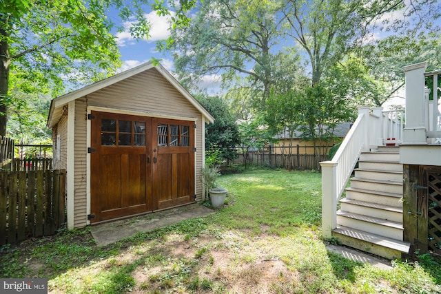4009 Oglethorpe St, Hyattsville, MD 20782 - view of shed featuring a fenced backyard and stairway