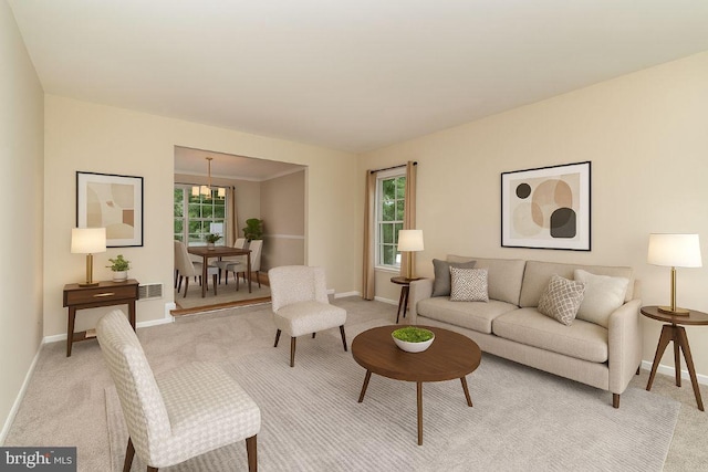 52 Jonquil Way, Sicklerville, NJ 08081 - living area featuring light carpet and baseboards