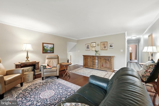 8823 Newport Ct, Springfield, VA 22153 - living room with ornamental molding and wood finished floors