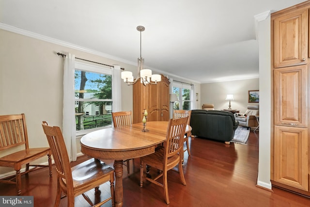 8823 Newport Ct, Springfield, VA 22153 - dining room featuring wood finished floors, crown molding, and a chandelier