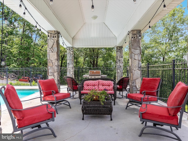 400 Deer Run Cir, Front Royal, VA 22630 - view of patio with outdoor lounge area and view of wooded area