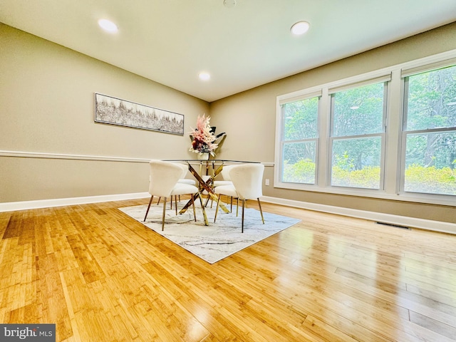 5933 Westridge Ct, Alexandria, VA 22310 - dining space with wood finished floors and recessed lighting