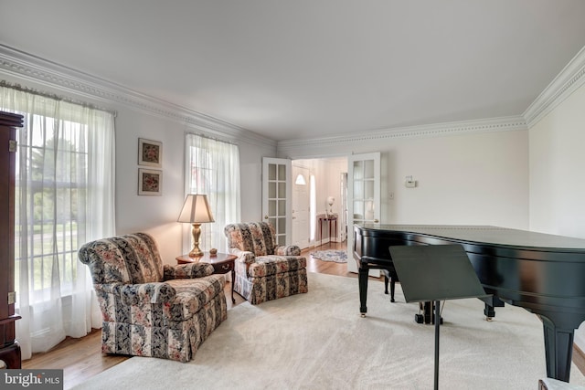 872 The Old Station Ct, Woodbine, MD 21797 - living area featuring ornamental molding, french doors, and wood finished floors