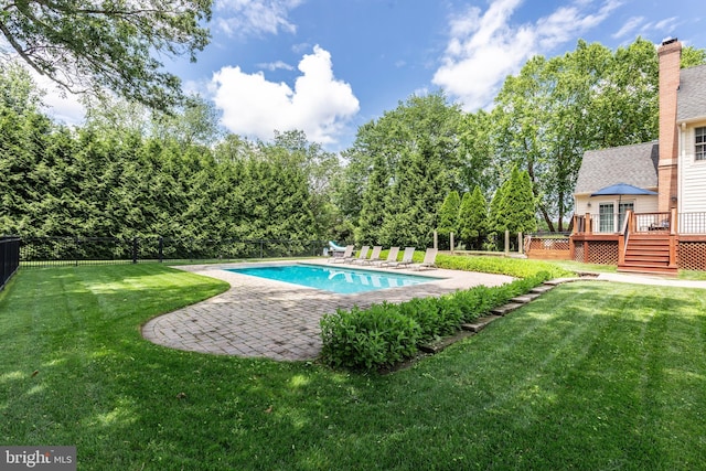 872 The Old Station Ct, Woodbine, MD 21797 - view of swimming pool featuring a deck, a fenced backyard, and a patio area