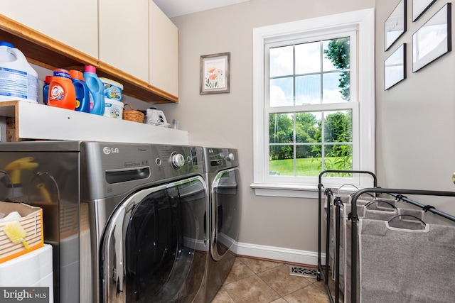 872 The Old Station Ct, Woodbine, MD 21797 - laundry room featuring cabinet space, washing machine and clothes dryer, and tile patterned floors