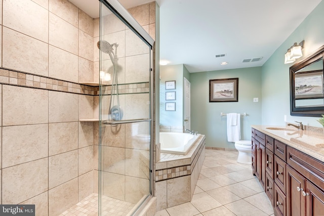 872 The Old Station Ct, Woodbine, MD 21797 - full bath featuring a stall shower, a garden tub, double vanity, and tile patterned flooring