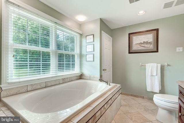 872 The Old Station Ct, Woodbine, MD 21797 - bathroom with vanity, a garden tub, and tile patterned flooring