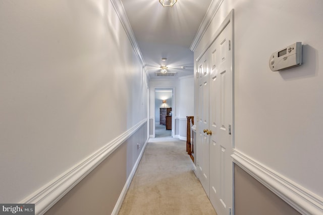 872 The Old Station Ct, Woodbine, MD 21797 - hallway featuring light colored carpet and ornamental molding