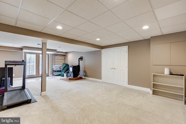 872 The Old Station Ct, Woodbine, MD 21797 - workout area featuring carpet, a paneled ceiling, and recessed lighting