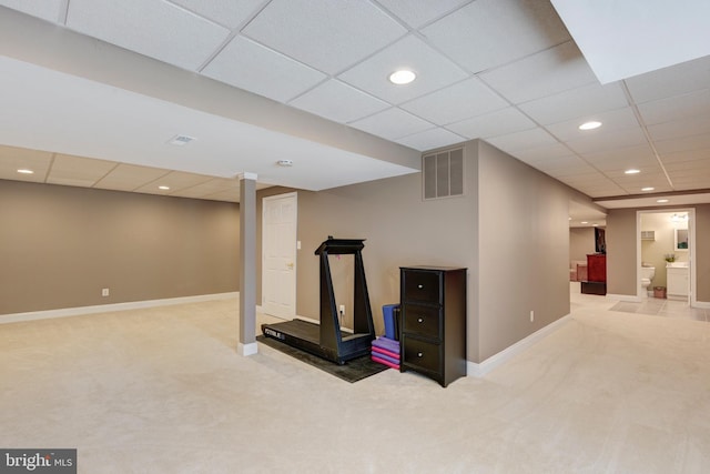 872 The Old Station Ct, Woodbine, MD 21797 - finished below grade area with carpet flooring, recessed lighting, and a drop ceiling