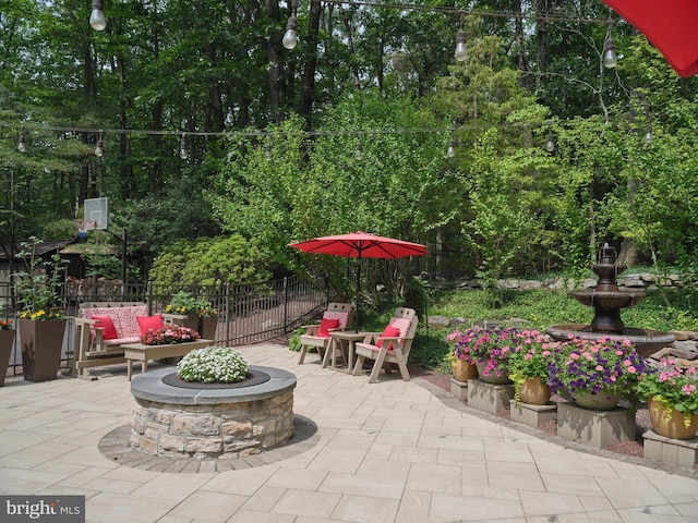 7028 Ely Rd, New Hope, PA 18938 - view of patio / terrace featuring a fire pit