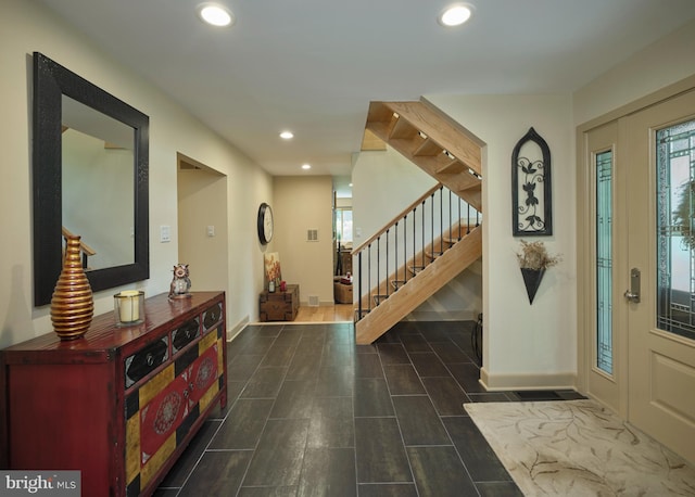 7028 Ely Rd, New Hope, PA 18938 - foyer with recessed lighting and stairway