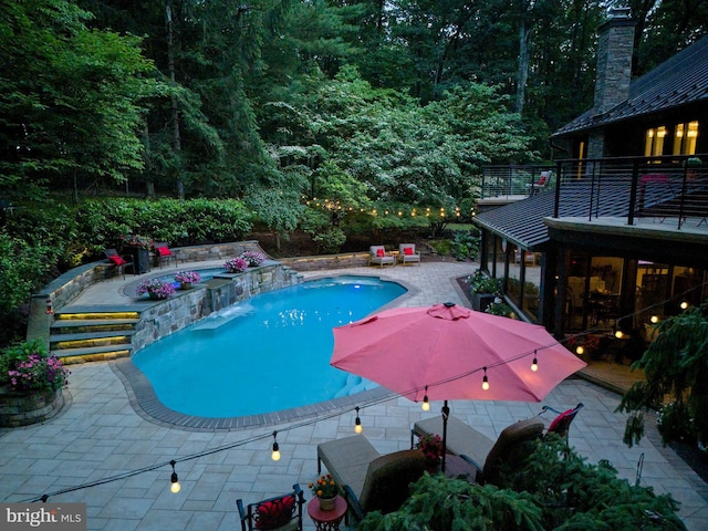 7028 Ely Rd, New Hope, PA 18938 - outdoor pool with a patio area and an in-ground hot tub