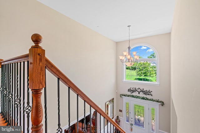 4479 Coachmans Path Ct, Waldorf, MD 20601 - stairway with a chandelier and a high ceiling