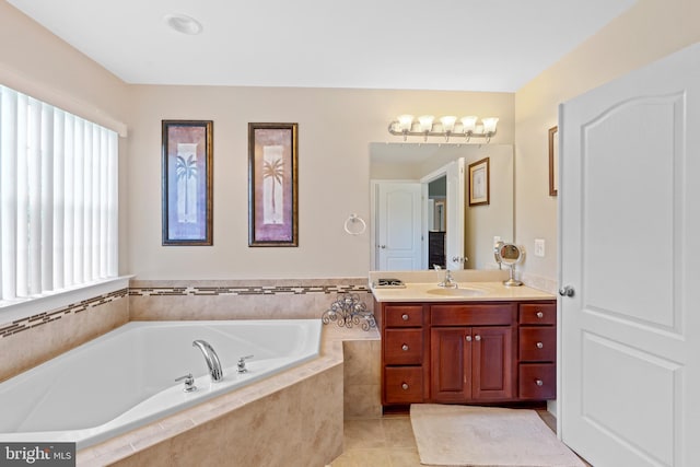 4479 Coachmans Path Ct, Waldorf, MD 20601 - bathroom featuring vanity, a garden tub, and tile patterned flooring