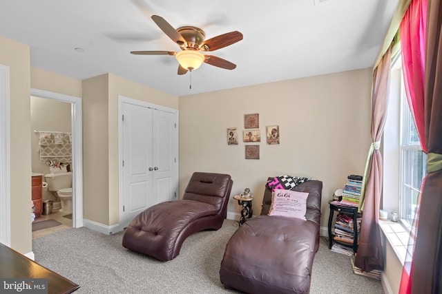 4479 Coachmans Path Ct, Waldorf, MD 20601 - sitting room featuring ceiling fan and carpet