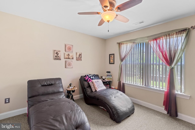 4479 Coachmans Path Ct, Waldorf, MD 20601 - sitting room featuring carpet flooring and a ceiling fan