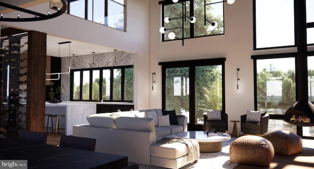 2468 River Rd, New Hope, PA 18938 - living area featuring a towering ceiling