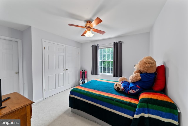 114 Ketterer Ct, Lawrence, NJ 08648 - bedroom with carpet floors, a closet, and a ceiling fan