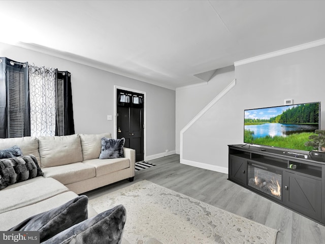 332 W Maple St, York, PA 17401 - living area featuring wood finished floors and ornamental molding