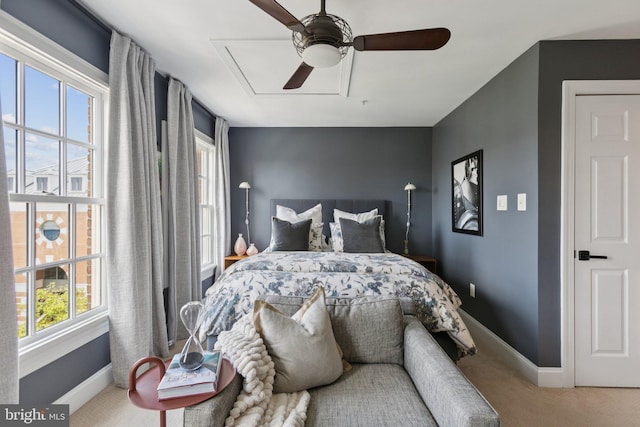 1206 N Pitt St, Alexandria, VA 22314 - carpeted bedroom featuring attic access and a ceiling fan