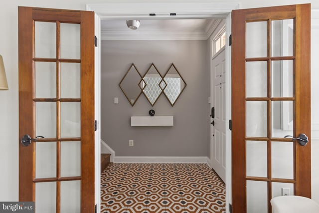 1206 N Pitt St, Alexandria, VA 22314 - doorway featuring french doors and crown molding