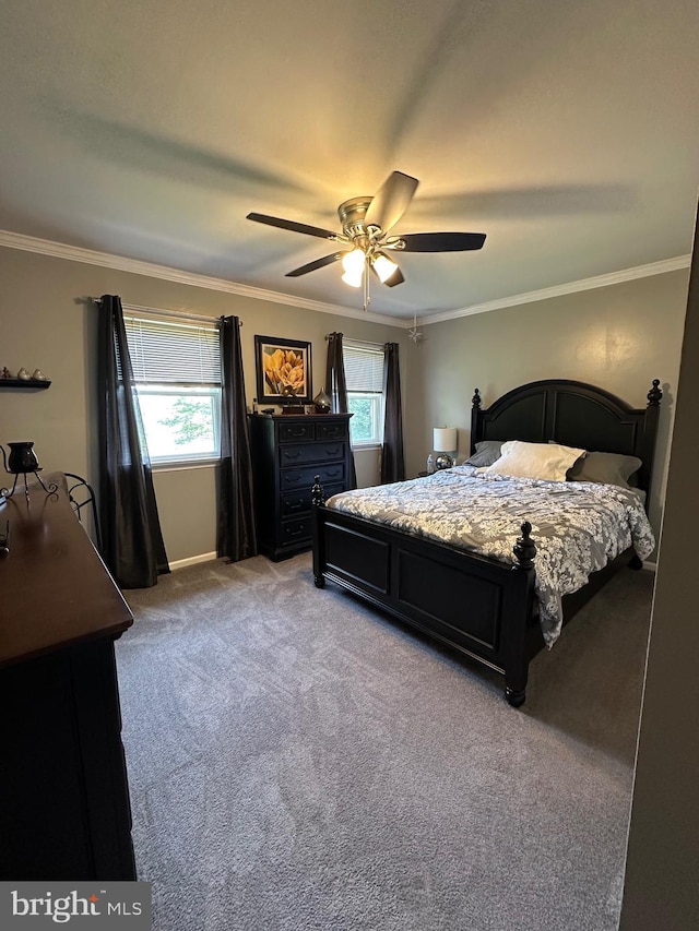 82 Blue Fox Ln, Richboro, PA 18954 - bedroom featuring ornamental molding, light carpet, and ceiling fan