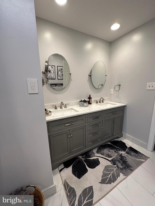 82 Blue Fox Ln, Richboro, PA 18954 - full bathroom featuring double vanity and recessed lighting